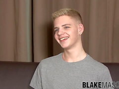 Twink blond Alex Silvers interview and masturbation cumshot