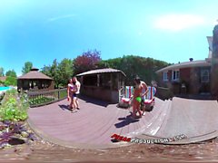 3-Way Porn - VR Group Orgy by the Pool in Public 360