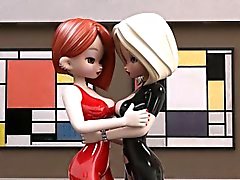 Lesbians Kissing Latex - Ducatfilm lesbian in latex having fun in HOT 3D show | porn film N13522051