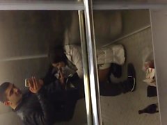 Elevator amateur blowjob