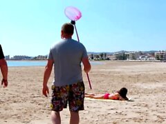 french amateur brunette try homemade anal after beach