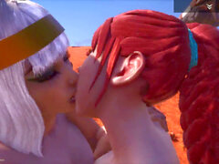 anime blond jeu baiser lesbienne 