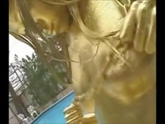 masturbate petite paint body paint gold asian 