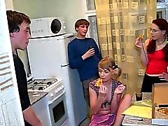 brunette group sex handjob russian 