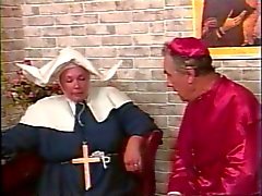 Priest whipping fat nun's ass