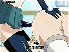Cartoon Strapon Fuck - Tied up anime girl gets strapon fucked in her ass and a DP | porn film  N4828143
