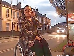 Disabled Leah Caprice flashing pussy in public
